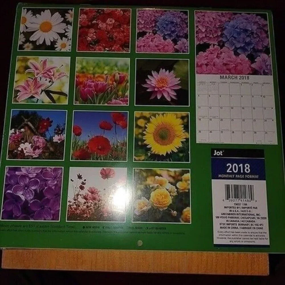 2018-BLOSSOMS-12 MONTH CALENDARS-2 PACK/NEW/SEALED/VTG-2018